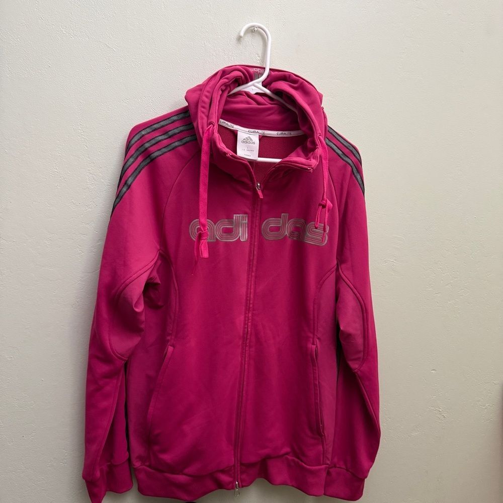 Adidas large jacket corrmagen magenta black silver Climalite asian tag nwt C1